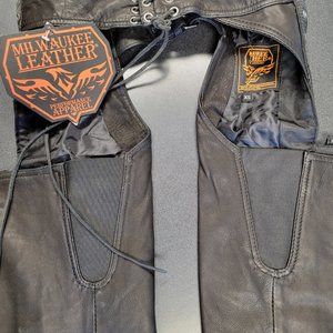 Milwaukee Leather MLL6535 Black Lightweight Hip Set Leather Chaps - X-Small